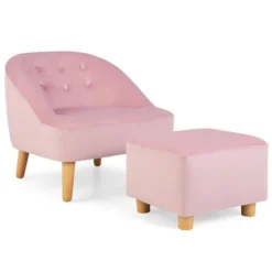 Costway Kids Sofa Chair W/ Ottoman Toddler Single Sofa Velvet Upholstered Couch GreyPink 23 Costway Kids Sofa Chair W/ Ottoman Toddler Single Sofa Velvet Upholstered Couch GreyPink -Costway GUEST 7688bbf5 b5c9 4ebe 9a72 15fe0fc302fd
