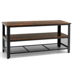 Costway 3-Tier TV Stand For 50-Inch Flat Screen TVs Entertainment Center Open Shelves Steel Frame TV Console Table Living Room Entryway Rustic Brown -Costway GUEST 770898a8 0e59 47a9 9d2b 0304f189d489