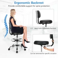 Costway Swivel Drafting Chair Tall Office Chair W/ Adjustable Backrest Foot Ring -Costway GUEST 7737b71a db35 450a 96de 717d261ee6ba