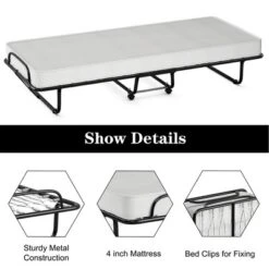 Costway Rollaway Folding Metal Bed Memory Foam Mattress Cot Guest Made In Italy 16 Costway Rollaway Folding Metal Bed Memory Foam Mattress Cot Guest Made In Italy -Costway GUEST 7753b2c6 80cf 40b9 8772 f257600adea1