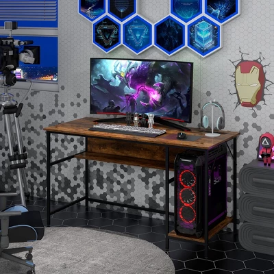 Costway 55'' Computer Desk W/ Charging Station Home Office PC Desk W/ 4 Power Outlets 6 Costway 55'' Computer Desk W/ Charging Station Home Office PC Desk W/ 4 Power Outlets - Image 4