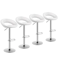 Costway Set Of 4 Adjustable Bar Stools Swivel Pub Chairs Barstools PU Leather White/Black -Costway GUEST 7763d0fb 2c9c 4fc1 8ae6 e7a766ca52d3