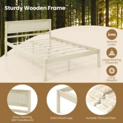 Costway Full/Queen/Twin Size Wooden Platform Bed Frame With Headboard Mattress Foundation Natural -Costway GUEST 77724448 dbc6 4cd2 8184 4d18e809bfb8