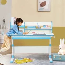 Costway Adjustable Height Kids Study Desk Drafting Table Computer Station PinkBlue -Costway GUEST 7787394f 3f37 4972 8bf4 a294f81752ed