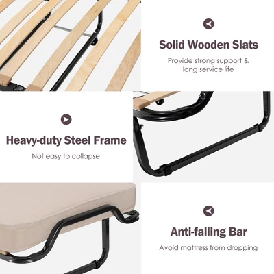 Costway Folding Bed W/Memory Foam Mattress Dust-Proof Bag Rollaway Metal Bed Sleeper Made In Italy 10 Costway Folding Bed W/Memory Foam Mattress Dust-Proof Bag Rollaway Metal Bed Sleeper Made In Italy - Image 8