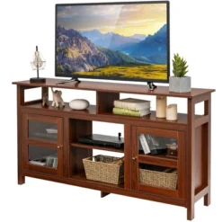 Costway 58'' TV Stand Entertainment Console Center W/ 2 Cabinets Up To 65'' GreyBlackWalnut -Costway GUEST 77b7d427 1543 4a27 8080 ee7c08526cbb
