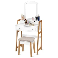 Costway Makeup Vanity Table Dressing Table Cushioned Stool Set -Costway GUEST 77bece16 5930 4a6a b75b 8e1685468eec