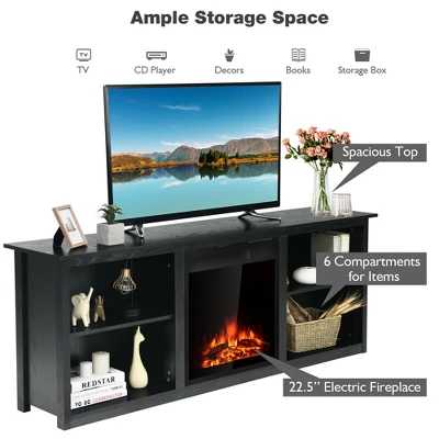 Costway 70'' 2-Tier TV Fireplace Stand W/22.5'' Electric Fireplace Up To 75'' 7 Costway 70'' 2-Tier TV Fireplace Stand W/22.5'' Electric Fireplace Up To 75'' - Image 5