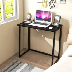 Costway Folding Computer Desk No Assembly Study Writing Table For Small Spaces Walnut/Black/Brown/White -Costway GUEST 77ca32e8 697f 45b1 adf6 5ceaee986ec6