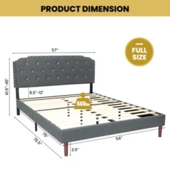 Costway Upholstered Bed Frame Adjustable Diamond Button Headboard Easy Assembly -Costway GUEST 786ccf02 ddf6 44df 86ab c368ae08feae