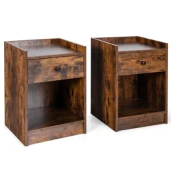 Costway Set Of 2 Nightstand With Drawer Cabinet End Side Table Raised Top -Costway GUEST 787ab21a 0dc0 4952 8297 5c6e2b331597