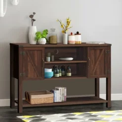 Costway Barn Door TV Stand Console Sideboard Buffet For TVs Up To 60'' W/Storage Cabinets -Costway GUEST 78cf3c7b 592c 4173 a93a 39e2d0310646