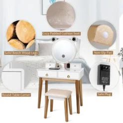 Costway Vanity Dressing Table Set Touch Screen Dimming Mirror -Costway GUEST 78d16680 0329 446b a0f7 9e37251facdc