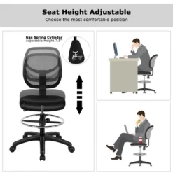 Mesh Drafting Chair Mid Back Office Chair Adjustable Height W/Footrest Armless -Costway GUEST 78d5f1f0 cc2d 4d75 b4d3 e32089260b9d