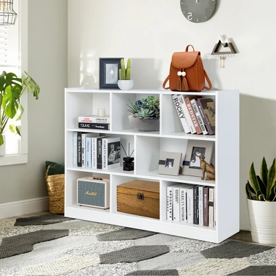 Costway 3-tier Open Bookcase 8-Cube Floor Standing Storage Shelves Display Cabinet White 4 Costway 3-tier Open Bookcase 8-Cube Floor Standing Storage Shelves Display Cabinet White - Image 2
