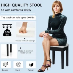 Costway Vanity Table Stool Set Large Tri-folding Lighted Mirror 6 Drawer Dresser WhiteBlack -Costway GUEST 78eba56b 0c37 485b 8b19 8df17bcee8ed