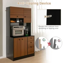 Costway 71'' Tall Kitchen Pantry Buffet Hutch Freestanding Storage Cabinet 4 Doors White/Walnut -Costway GUEST 7901b0d8 fc22 4dc0 bbbe 15af2dba2dcf