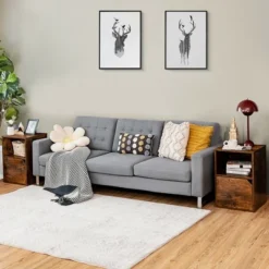 Costway Set Of 2 Nightstands Side End Table Storage Cabinet Shelf Living Room Brown -Costway GUEST 79680f63 306a 4e6f ae32 95dab718da5e