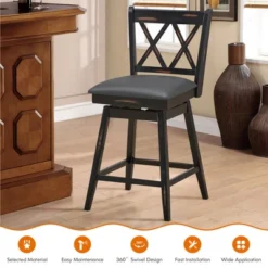 Costway Set Of 2/4 Barstools Swivel Counter Height Chairs W/Rubber Wood Legs Black/White -Costway GUEST 79698e89 ae42 4881 bde4 18e7ac65776d