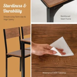 Costway 4pcs Dining Table Set Rustic Desk 2 Chairs & Bench W/ Storage Rack -Costway GUEST 7994ec8d dffa 4f39 9df2 e3d71616e16c