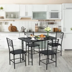 Costway 5 Piece Dining Set Home Kitchen Table 29.5'' And 4 Chairs With Metal Legs Modern Black -Costway GUEST 7996b5cd b36f 4c31 905d e59919cd3b1b