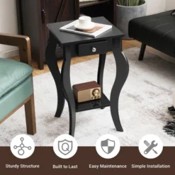 Costway 2PCS End Table Accent Side Table Nightstand W/ Drawer & Bottom Shelf 18 Costway 2PCS End Table Accent Side Table Nightstand W/ Drawer & Bottom Shelf -Costway GUEST 79a2864f ea3e 471a 9c28 2777099d9b89