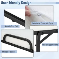 Costway Heavy Duty Foldable Bed Metal Guest Bed Daybed W/ 4 Inch Mattress Memory Foam -Costway GUEST 79cb8bd0 f7ba 497f 8014 d90eda86ab65