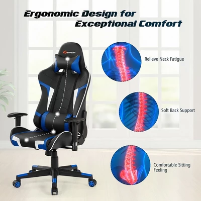 Costway Massage Gaming Chair Reclining Swivel Racing Office Chair W/Lumbar Support 8 Costway Massage Gaming Chair Reclining Swivel Racing Office Chair W/Lumbar Support - Image 6