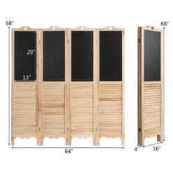 Costway 4-Panel Folding Divider Screen W/Chalkboard 5.7Ft Tall Natural -Costway GUEST 79e2d918 8bd4 4fdb ba33 01bc1b739353