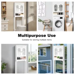 Costway Over The Toilet Bathroom Space Saver Carved Top Toilet Rack W/ Adjustable Shelf -Costway GUEST 79e49340 9be8 447b bb44 bf8d534cae8c