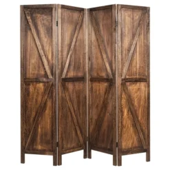 Costway 4Panels Folding Wooden Divider W/ V-shaped Design 5.6Ft Tall -Costway GUEST 7a1790b3 f728 4211 b615 0e0283dcba88