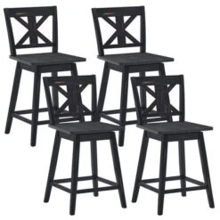 Costway 4PCS Swivel Bar Stools W/ Footrest Counter Height Chairs For Home -Costway GUEST 7a26024f 6eec 40cc 921b f43ef6b19713