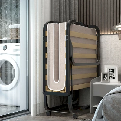 Costway Folding Rollaway Bed Extra Guest W/ Memory Foam Mattress 5 Costway Folding Rollaway Bed Extra Guest W/ Memory Foam Mattress - Image 3