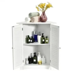 Costway Corner Storage Cabinet Freestanding Floor Cabinet Bathroom W/ Shutter Door White -Costway GUEST 7a4c82b0 7317 4db4 8305 f29d5f97c678