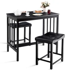 Costway 3 PCS Modern Counter Height 32.5'' Dining Set Table And 2 Chairs Kitchen Bar Furniture Black -Costway GUEST 7a4fc624 7f1e 4324 9539 05297630e68a