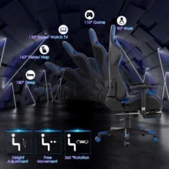Costway Gaming Desk&Massage Gaming Chair Set W/ Footrest Monitor Shelf Power Strip Blue -Costway GUEST 7a781e49 17eb 4343 9549 92263f693936