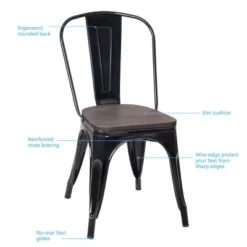 Costway Set Of 4 Metal Dining Side Chair Wood Seat Stackable -Costway GUEST 7a7c87da 20aa 4b07 b11a 0d135cf32756