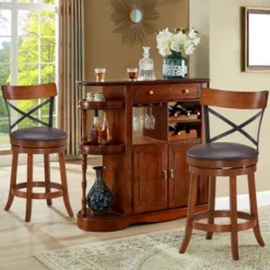 Costway Set Of 4 Bar Stools Swivel 25'' Dining Bar Chairs With Rubber Wood Legs 12 Costway Set Of 4 Bar Stools Swivel 25'' Dining Bar Chairs With Rubber Wood Legs -Costway GUEST 7a89acee ddd9 4087 a6d9 91462192cb87