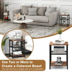 Costway 2 PCS 3-Tier Side End Table With Adjustable Mesh Shelf Narrow Nightstand 17 Costway 2 PCS 3-Tier Side End Table With Adjustable Mesh Shelf Narrow Nightstand -Costway GUEST 7ab87ec7 967e 45a7 ae30 075e9ef6e5c0