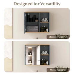 Costway Mirrored Medicine Cabinet Bathroom Wall Mounted With 3-Level Adjustable Shelf Grey -Costway GUEST 7ac54768 dfdf 4332 8c81 b2816f3488b9