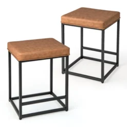 Costway Set Of 2 Bar Stools 24'' Counter Height Backless Kitchen Island Bar Chairs Brown/Black/Grey -Costway GUEST 7ac8436b 580c 4d31 9722 d7197a38c992
