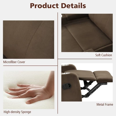 Costway Recliner Chair Single Sofa Lounger With Arm Storage & Cup Holder CoffeeGreyBrown 11 Costway Recliner Chair Single Sofa Lounger With Arm Storage & Cup Holder CoffeeGreyBrown - Image 9