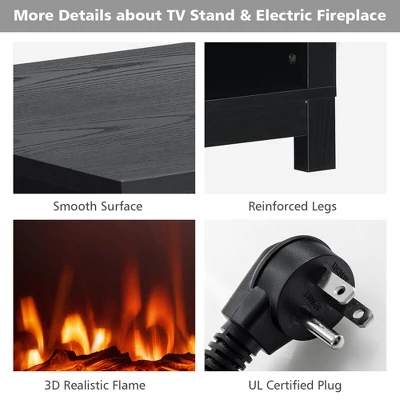 Costway 58'' 2-Tier Fireplace TV Stand W/18'' 1400W Electric Fireplace 65'' 11 Costway 58'' 2-Tier Fireplace TV Stand W/18'' 1400W Electric Fireplace 65'' - Image 9