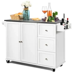 Costway Kitchen Island 2-Door Storage Cabinet Stainless Steel Top W/ Drawers -Costway GUEST 7b8e1003 005c 403c b0a3 7defec90bf81