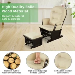 Costway Wood Glider & Ottoman Cushion Set Baby Nursery Rocking Chair -Costway GUEST 7bbf36a3 e221 4dc4 875d 035b116c6eb0