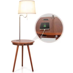 Costway End Table Lamp Bedside Nightstand Lighting With Wireless Charger NaturalCoffee -Costway GUEST 7bc400bf 1748 44cf 8fb0 5b313b904a45
