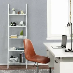 Costway Versatile White 5-Tier Bookshelf Leaning Wall Shelf Ladder Bookcase Storage Display Furni -Costway GUEST 7bc72a4e 4dd8 43ce be76 d56eb3e89c53