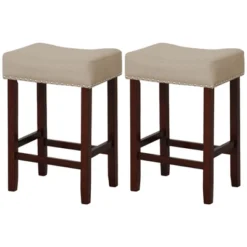 Costway Set Of 2 Bar Stools Counter Height Saddle Kitchen Chairs With Wooden Legs -Costway GUEST 7c1e1beb d7cc 45b7 ba75 0af0e37ae96f
