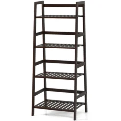 Costway 4-Tier Bamboo Ladder Shelf Plant Display Stand Rack Bookshelf Dark Brown -Costway GUEST 7c24f442 1006 4afe 8551 db977eeb02dc