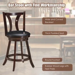 Costway Set Of 4 Swivel Bar Stool 24'' Counter Height Leather Padded Dining Kitchen Chair -Costway GUEST 7c61d283 d797 4beb a583 3d28699ae962